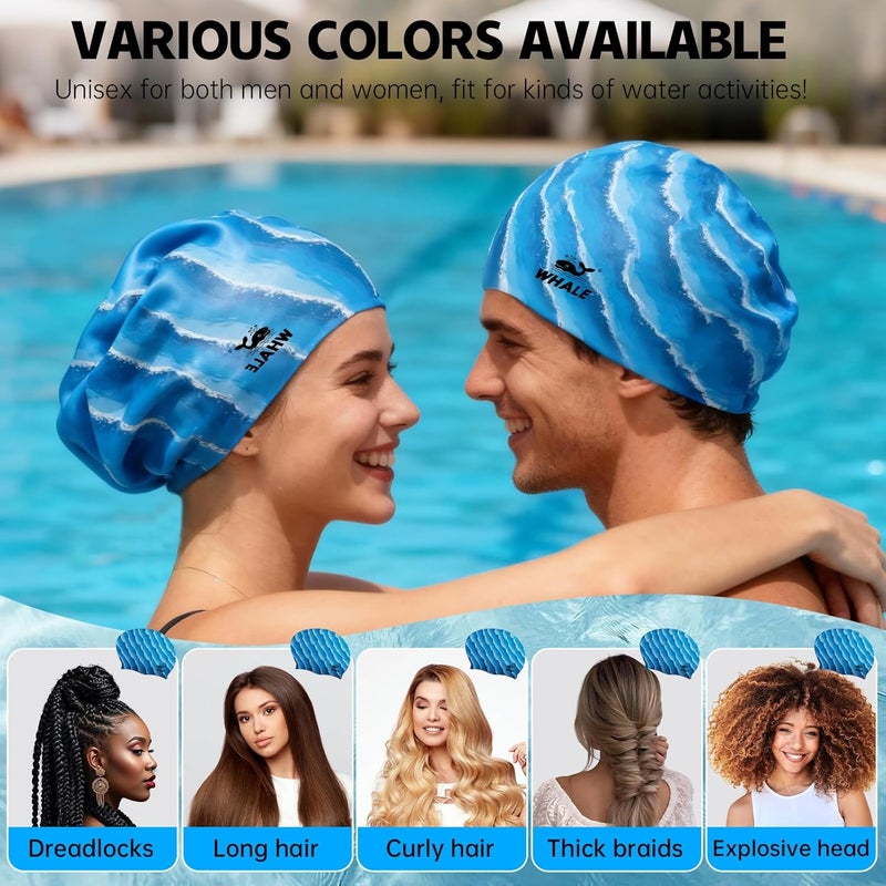 Whale Extra Large Swim Cap Designed for Men and Women with Thick, Long Hair, Hair Extensions Or Afro-Textured Hair Long-Hair Swim Cap Highly Waterproof to Keep Hair Dry - Image 5